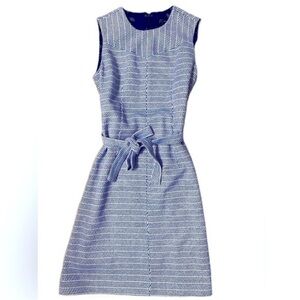 J. Crew | Tie Waist Dress Blue Tweed NWT